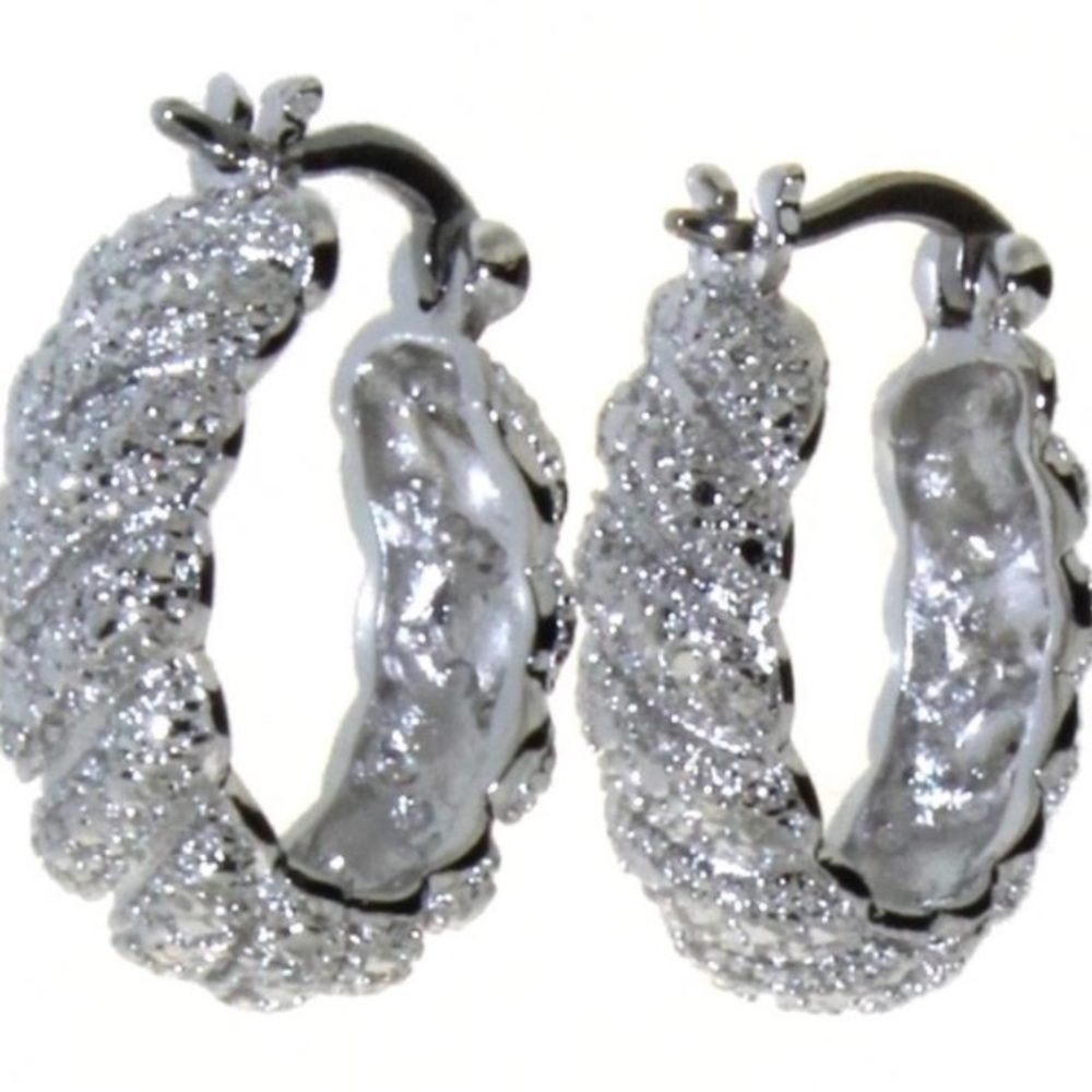 Diamond accent hoop earrings